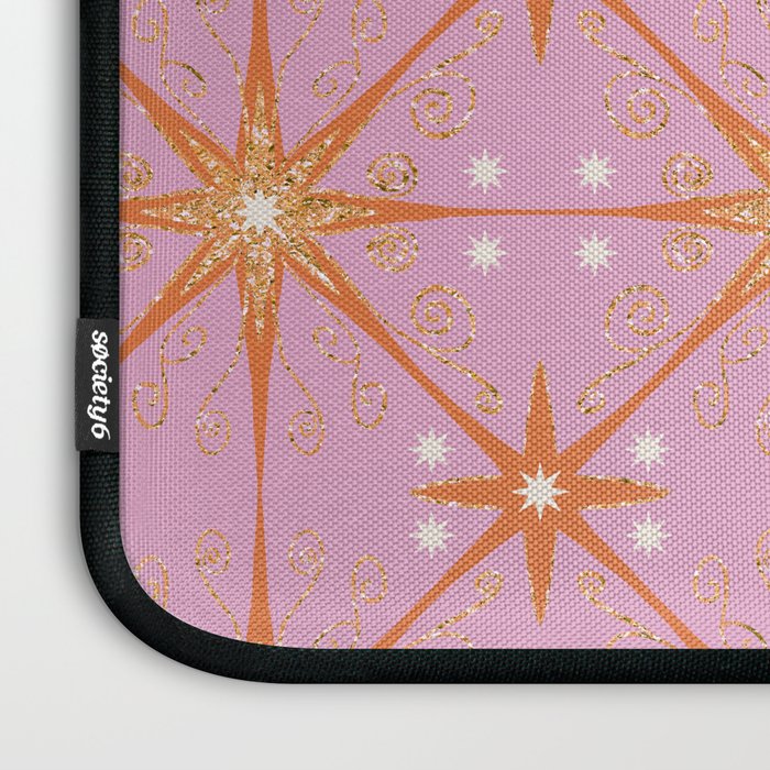 Elegant Gold Starburst on Pink Geometric Pattern Laptop Sleeve Gallery Image 3