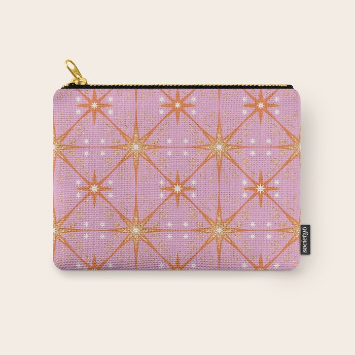 Elegant Gold Starburst on Pink Geometric Pattern Carry All Pouch Gallery Image 1