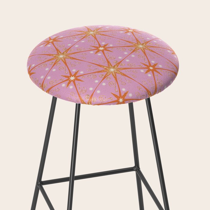 Elegant Gold Starburst on Pink Geometric Pattern Stool Gallery Image 2