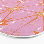 Elegant Gold Starburst on Pink Geometric Pattern Bath Mat Gallery Image 3