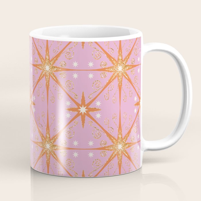 Elegant Gold Starburst on Pink Geometric Pattern Coffee Mug Gallery Image 1