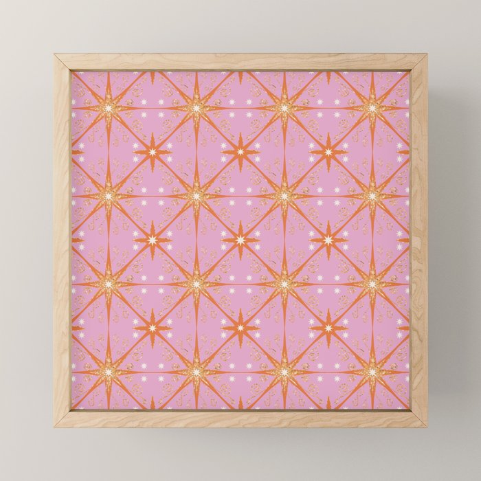 Elegant Gold Starburst on Pink Geometric Pattern Mini Art Print Gallery Image 1
