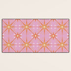 Elegant Gold Starburst on Pink Geometric Pattern Desk Mat Gallery Image 3