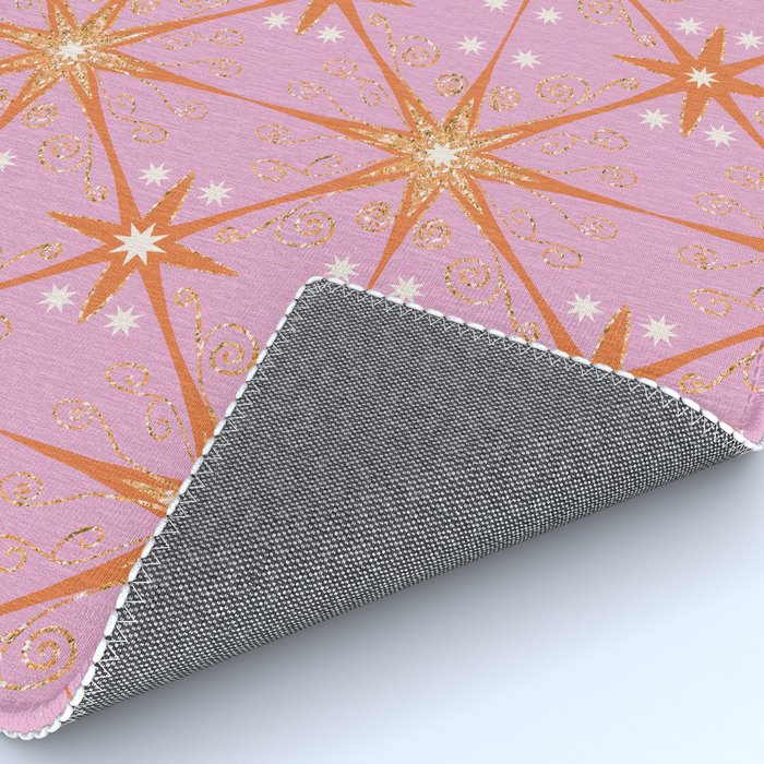 Elegant Gold Starburst on Pink Geometric Pattern Rug Gallery Image 4