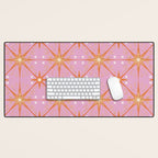 Elegant Gold Starburst on Pink Geometric Pattern Desk Mat Gallery Image 1