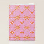 Elegant Gold Starburst on Pink Geometric Pattern Stationery Card Gallery Image 2