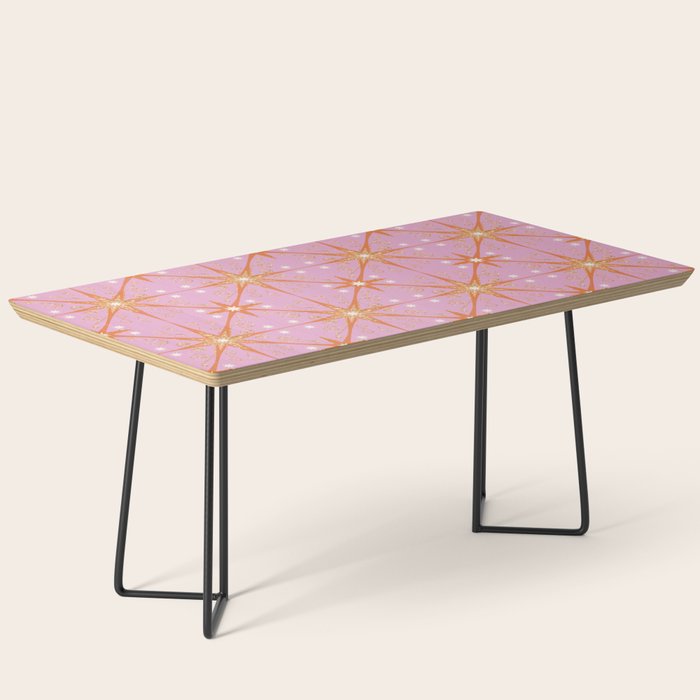Elegant Gold Starburst on Pink Geometric Pattern Coffee Table Gallery Image 1
