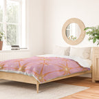 Elegant Gold Starburst on Pink Geometric Pattern Duvet Cover Gallery Image 2