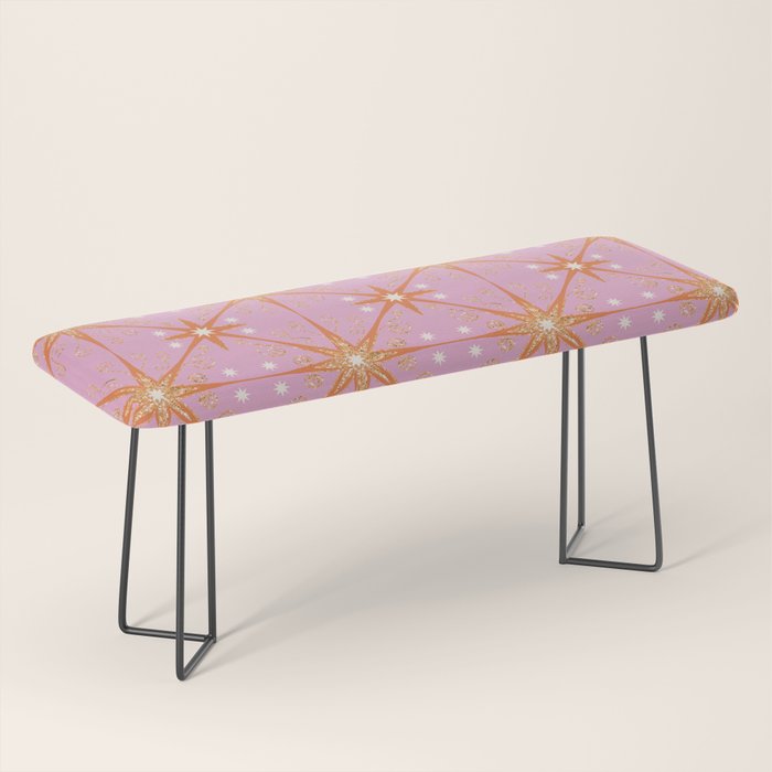 Elegant Gold Starburst on Pink Geometric Pattern Bench Gallery Image 1