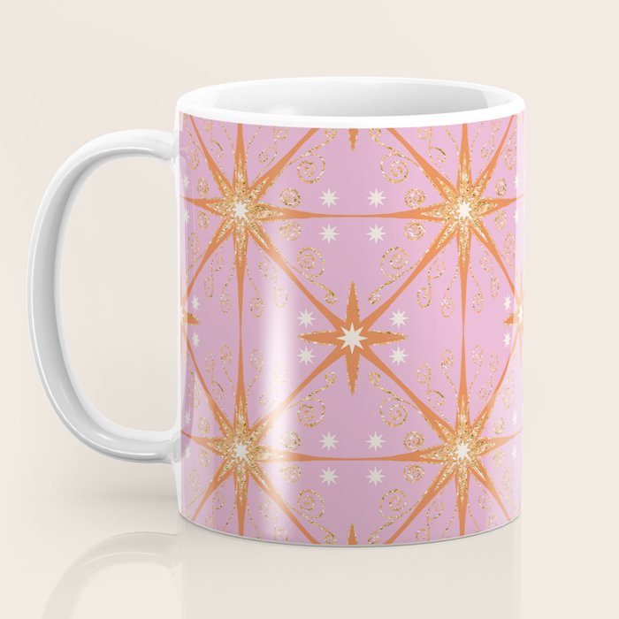 Elegant Gold Starburst on Pink Geometric Pattern Coffee Mug Gallery Image 3