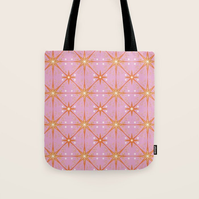 Elegant Gold Starburst on Pink Geometric Pattern Tote Bag Gallery Image 1