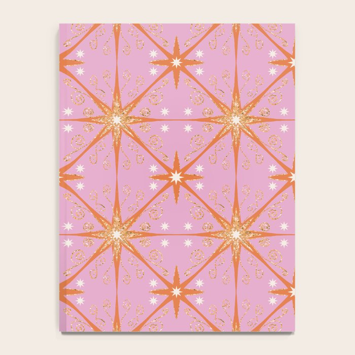Elegant Gold Starburst on Pink Geometric Pattern Notebook Gallery Image 4