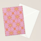 Elegant Gold Starburst on Pink Geometric Pattern Stationery Card Gallery Image 2