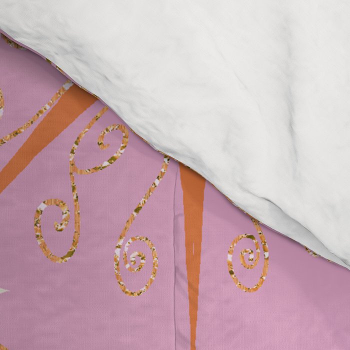Elegant Gold Starburst on Pink Geometric Pattern Comforter Gallery Image 4
