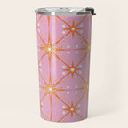 Elegant Gold Starburst on Pink Geometric Pattern Travel Mug Gallery Image 2