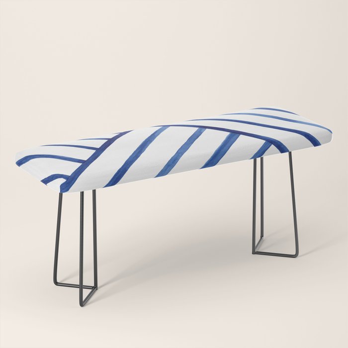 Watercolor lines pattern | Navy blue Bench Gallery Image 1