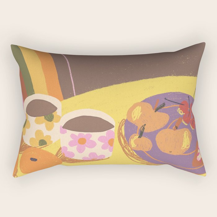 Yellow table Rectangular Pillow Gallery Image 1