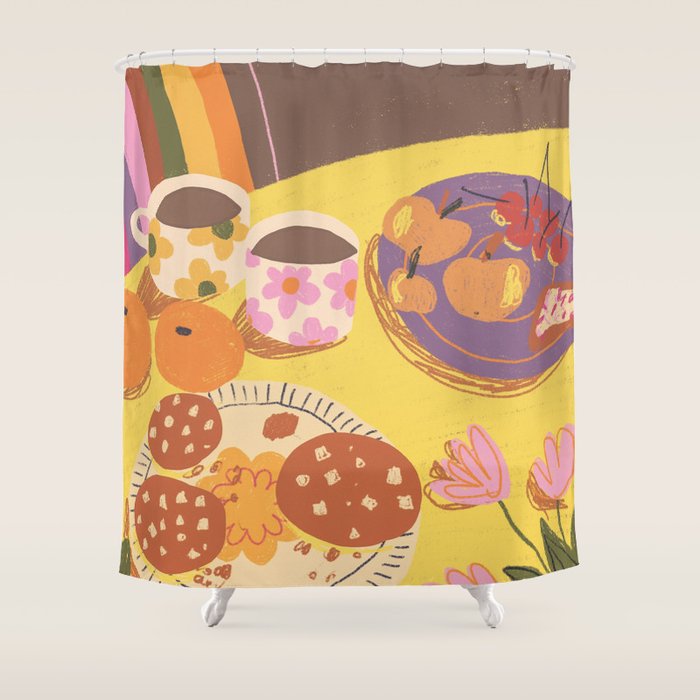 Yellow table Shower Curtain Gallery Image 1
