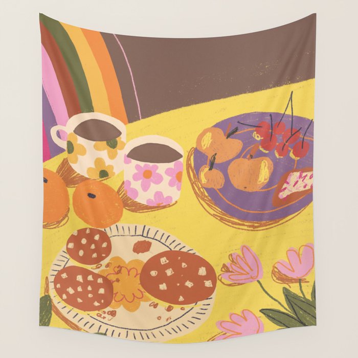 Yellow table Wall Tapestry Gallery Image 4
