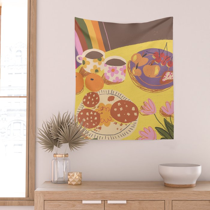 Yellow table Wall Tapestry Gallery Image 2