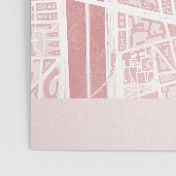 Pink map of Paris, Eiffel Tower Poster Gallery Image 3