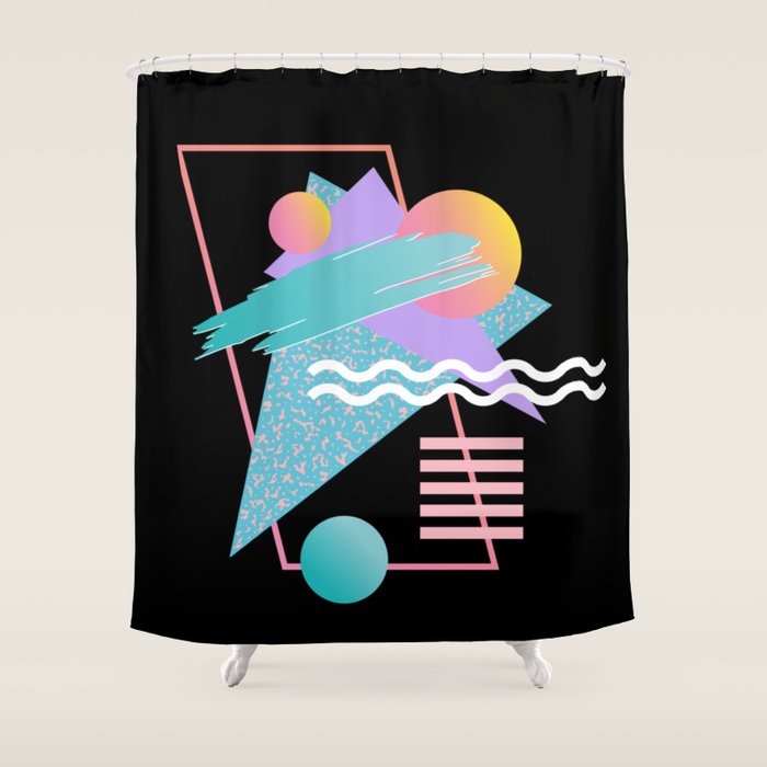 80s Retrowave Design - Memphis Pattern 135 Shower Curtain Gallery Image 1