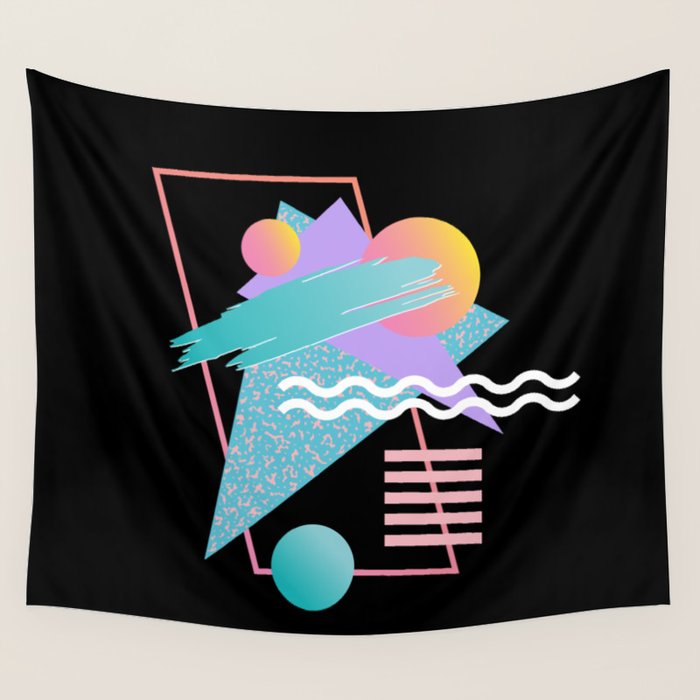 80s Retrowave Design - Memphis Pattern 135 Wall Tapestry Gallery Image 1