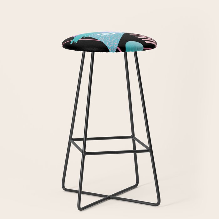 80s Retrowave Design - Memphis Pattern 135 Stool Gallery Image 1