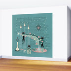 Retro Naughty Kitty Christmas Wall Mural Gallery Image 2