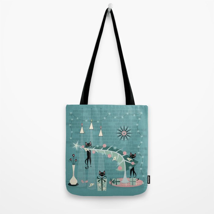 Retro Naughty Kitty Christmas Tote Bag Gallery Image 2