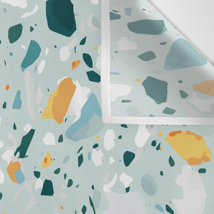 Mint Terrazzo, Eclectic Marble Texture Pattern, Colorful Neutral Pastel Illustration, Floor Tiles Wall Tapestry Gallery Image 3