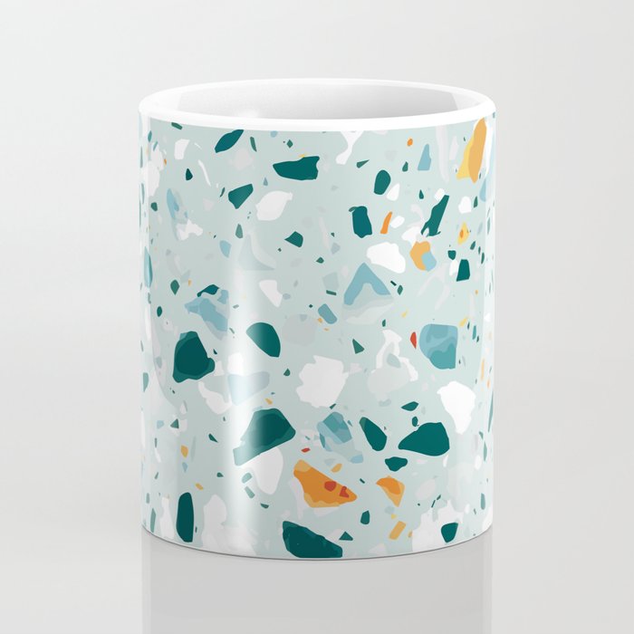 Mint Terrazzo, Eclectic Marble Texture Pattern, Colorful Neutral Pastel Illustration, Floor Tiles Coffee Mug Gallery Image 4