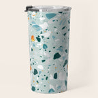 Mint Terrazzo, Eclectic Marble Texture Pattern, Colorful Neutral Pastel Illustration, Floor Tiles Travel Mug Gallery Image 3