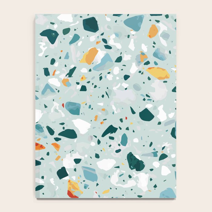 Mint Terrazzo, Eclectic Marble Texture Pattern, Colorful Neutral Pastel Illustration, Floor Tiles Notebook Gallery Image 4