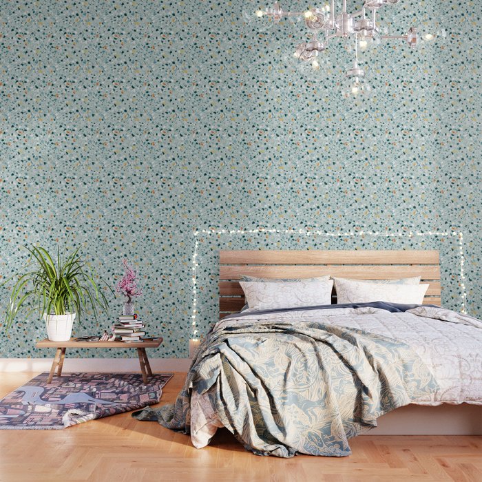 Mint Terrazzo, Eclectic Marble Texture Pattern, Colorful Neutral Pastel Illustration, Floor Tiles Wallpaper Gallery Image 3