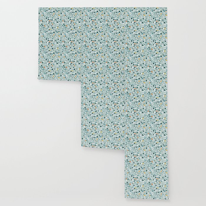 Mint Terrazzo, Eclectic Marble Texture Pattern, Colorful Neutral Pastel Illustration, Floor Tiles Wallpaper Gallery Image 3