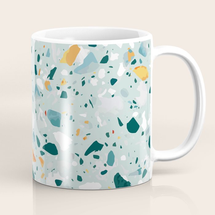 Mint Terrazzo, Eclectic Marble Texture Pattern, Colorful Neutral Pastel Illustration, Floor Tiles Coffee Mug Gallery Image 1