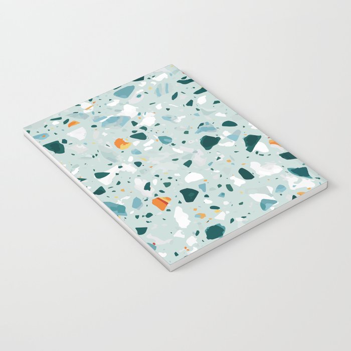 Mint Terrazzo, Eclectic Marble Texture Pattern, Colorful Neutral Pastel Illustration, Floor Tiles Notebook Gallery Image 3