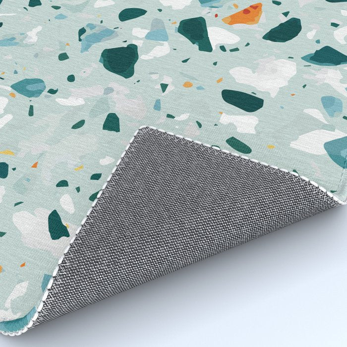 Mint Terrazzo, Eclectic Marble Texture Pattern, Colorful Neutral Pastel Illustration, Floor Tiles Rug Gallery Image 4