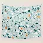 Mint Terrazzo, Eclectic Marble Texture Pattern, Colorful Neutral Pastel Illustration, Floor Tiles Wall Tapestry Gallery Image 4