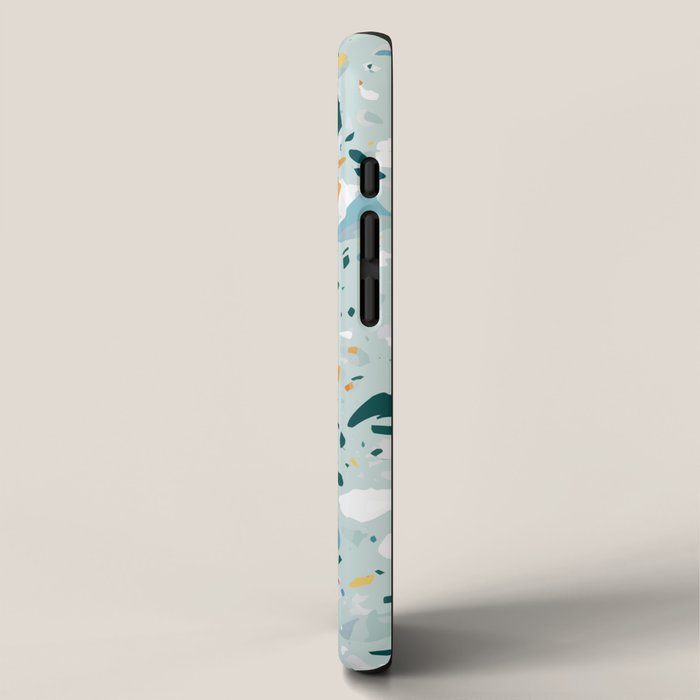 Mint Terrazzo, Eclectic Marble Texture Pattern, Colorful Neutral Pastel Illustration, Floor Tiles iPhone Case Gallery Image 2
