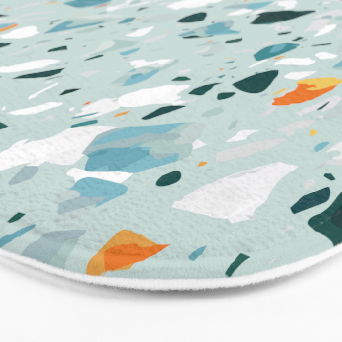 Mint Terrazzo, Eclectic Marble Texture Pattern, Colorful Neutral Pastel Illustration, Floor Tiles Bath Mat Gallery Image 3