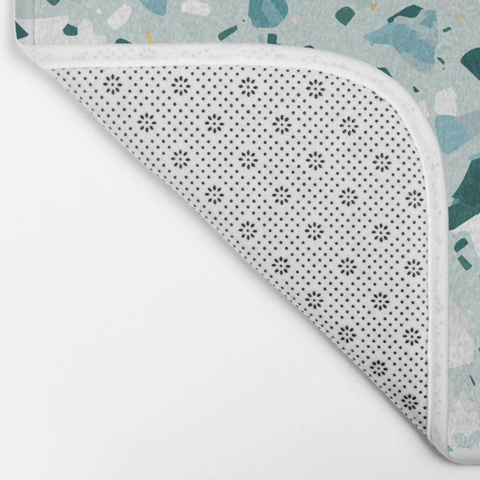 Mint Terrazzo, Eclectic Marble Texture Pattern, Colorful Neutral Pastel Illustration, Floor Tiles Bath Mat Gallery Image 2