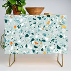 Mint Terrazzo, Eclectic Marble Texture Pattern, Colorful Neutral Pastel Illustration, Floor Tiles Credenza Gallery Image 1