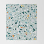 Mint Terrazzo, Eclectic Marble Texture Pattern, Colorful Neutral Pastel Illustration, Floor Tiles Throw Blanket Gallery Image 2