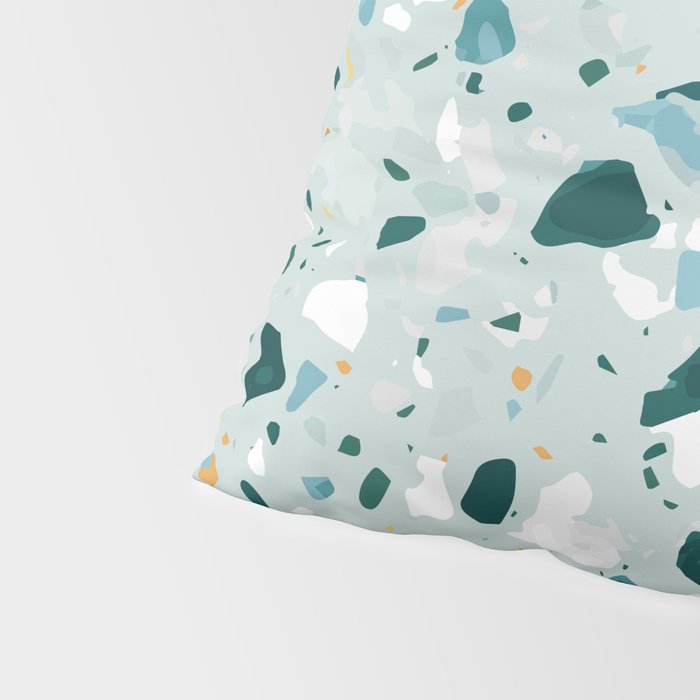 Mint Terrazzo, Eclectic Marble Texture Pattern, Colorful Neutral Pastel Illustration, Floor Tiles Pillow Sham Gallery Image 4
