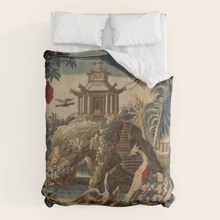 Antique 18th Century Chinoiserie French Gobelin Tapestry Duvet Cover Gallery Image 6