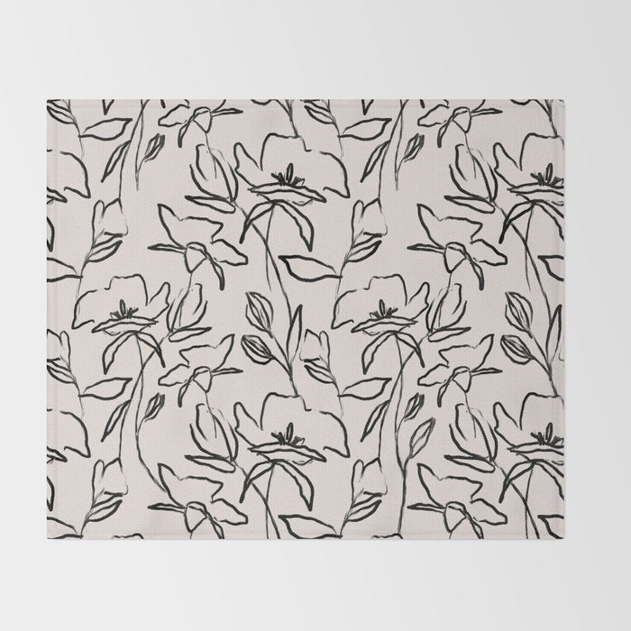 Meadow Bloom - Beige Throw Blanket Gallery Image 2
