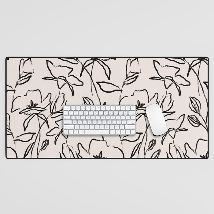 Meadow Bloom - Beige Desk Mat Gallery Image 1
