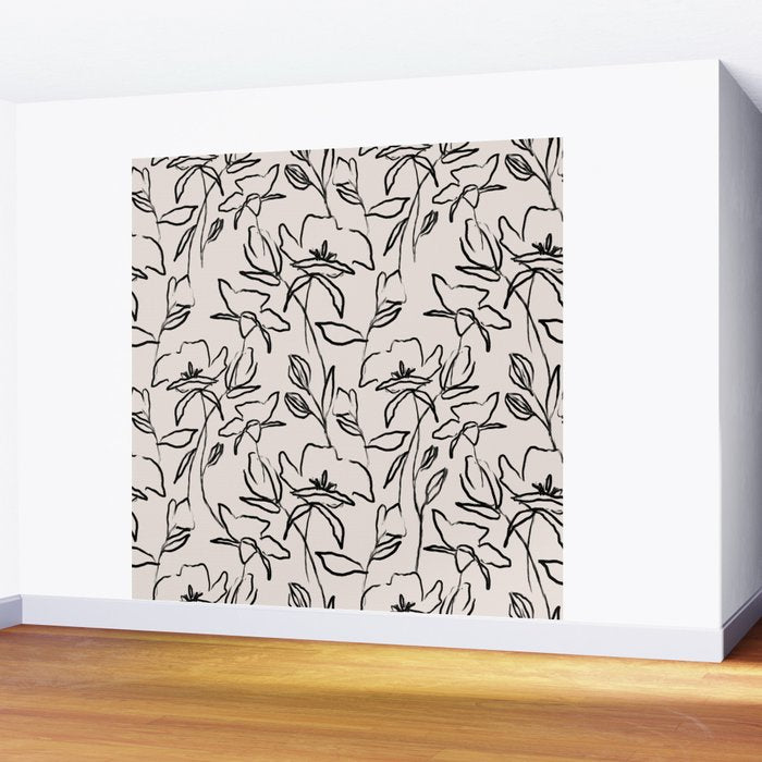 Meadow Bloom - Beige Wall Mural Gallery Image 2